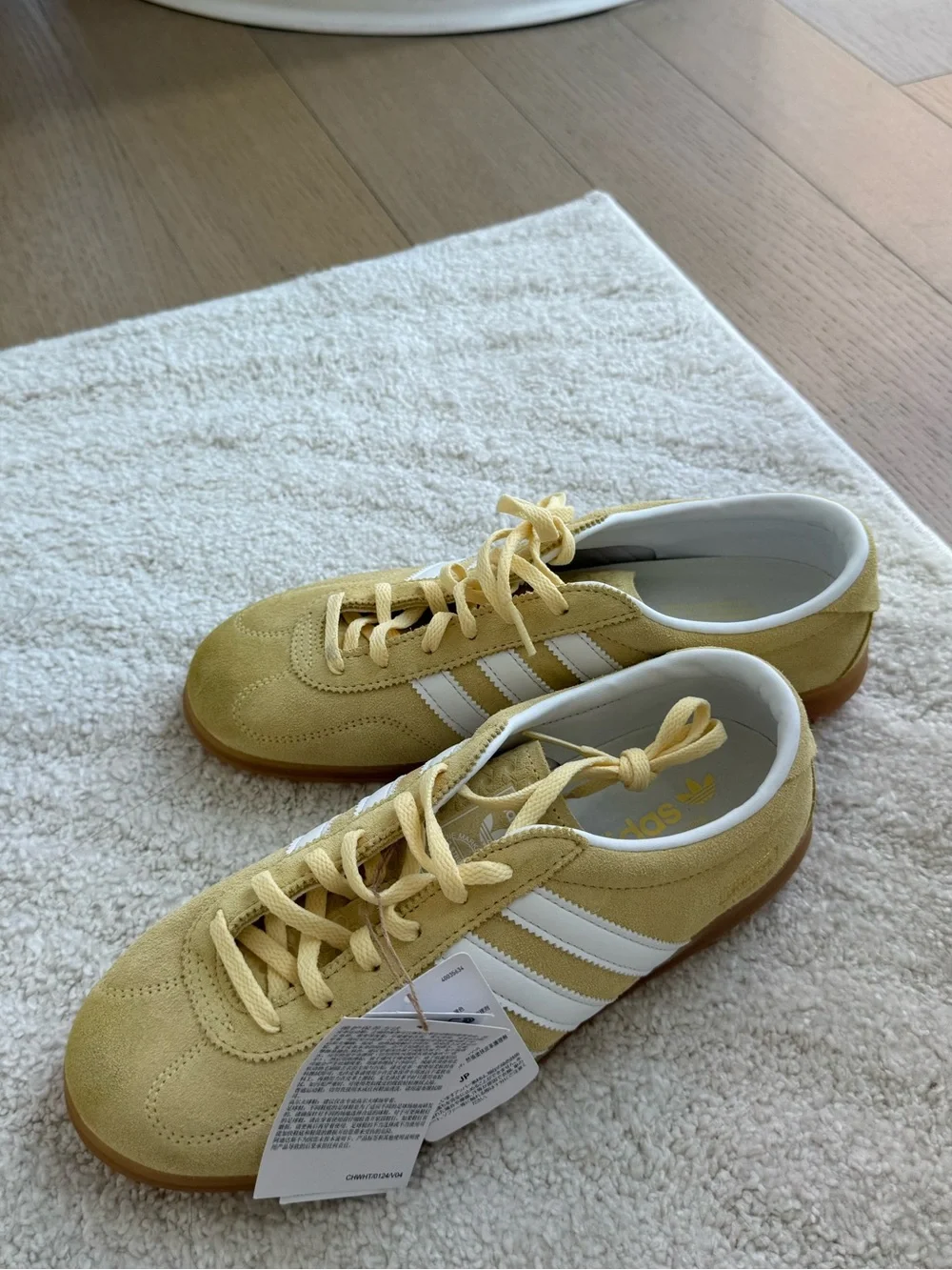 adidas Yellow Suede Sneakers with White Stripes - Picture 4 of 5